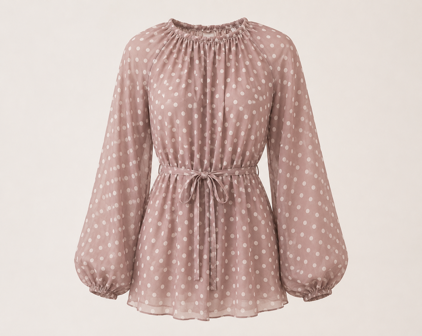 Polka Dot Tie-Waist Blouse